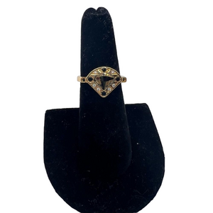 🍭4/$20 Jewel studded black and gold ring - size 6.5